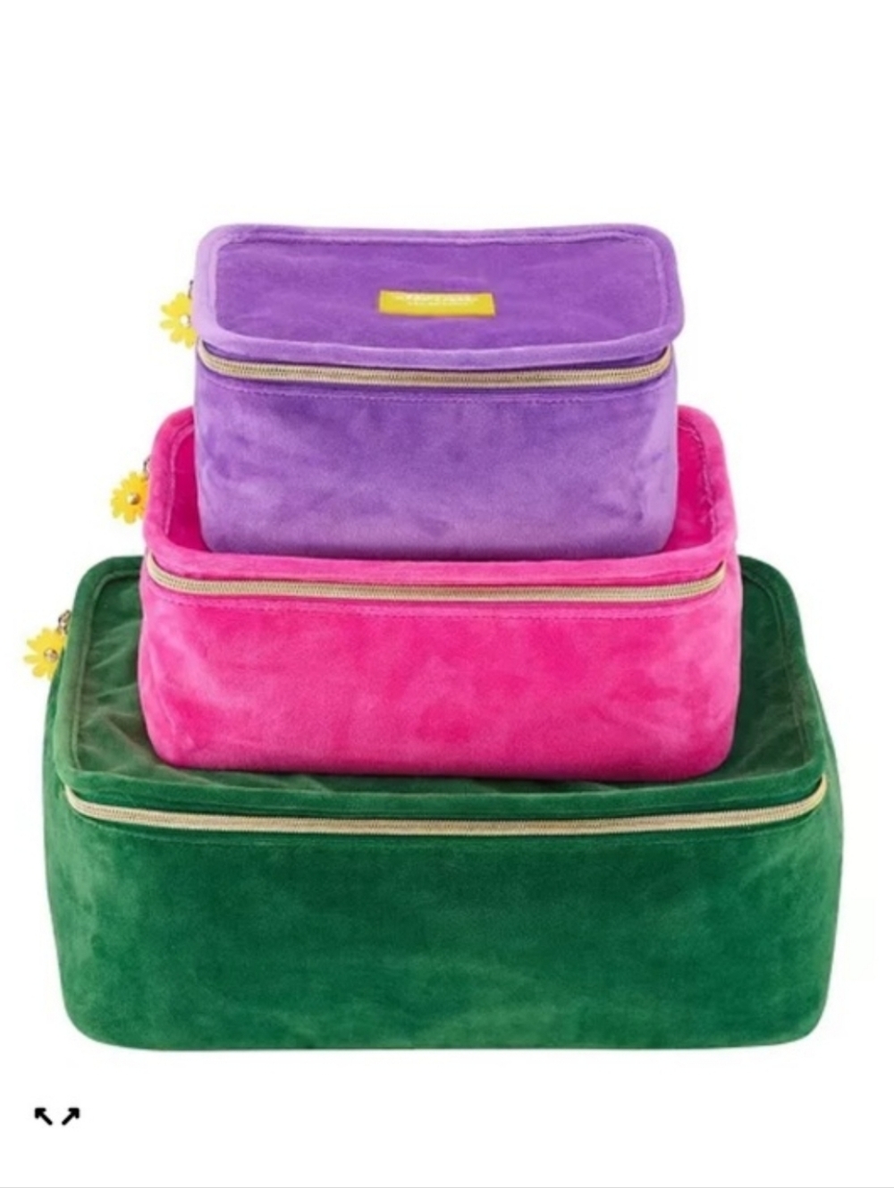 New 3 piece Marc Jacobs Velvet nesting cosmetic bag set Zipper closure Trvl Bag